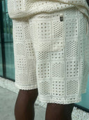 Textured Shorts – Cream - UAB MF GROUP