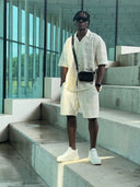 Textured Shorts – Cream - UAB MF GROUP